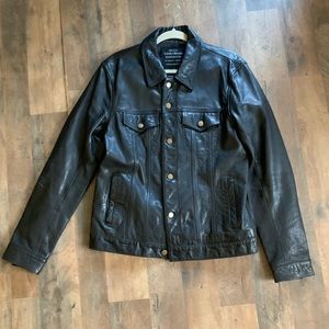 Leather trucker jacket